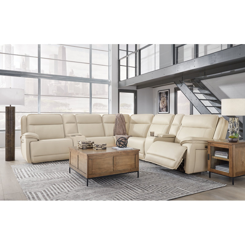Canapé modulaire inclinable 7 pièces avec 2 consoles