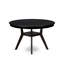 Cet ensemble de salle à manger 7 pièces se compose d'une table ronde et de 6 chaises en polyester beige à haut dossier avec finition noire sablée.-168004697-178787105-178787108