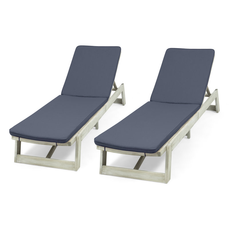 Chaise longue inclinable avec coussin Vinita, Gris foncé, Gris clair, 2