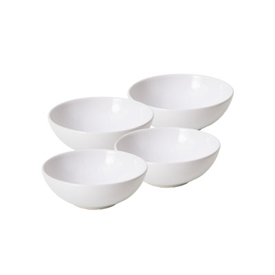 Ensemble de 4 vases en céramique émaillée blanche Latitude Run®, bol décoratif, sans danger pour les aliments, décor floral, manteau de cheminée, table basse, mariages, centre de table, porte-fruits, mesure 7 po de diamètre et 2,5 po de hauteur