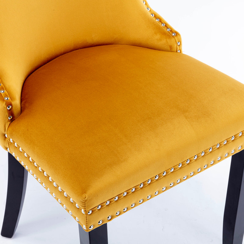 Danield Tufted Velvet Wingback Parsons Dining Chair, Black, Yellow