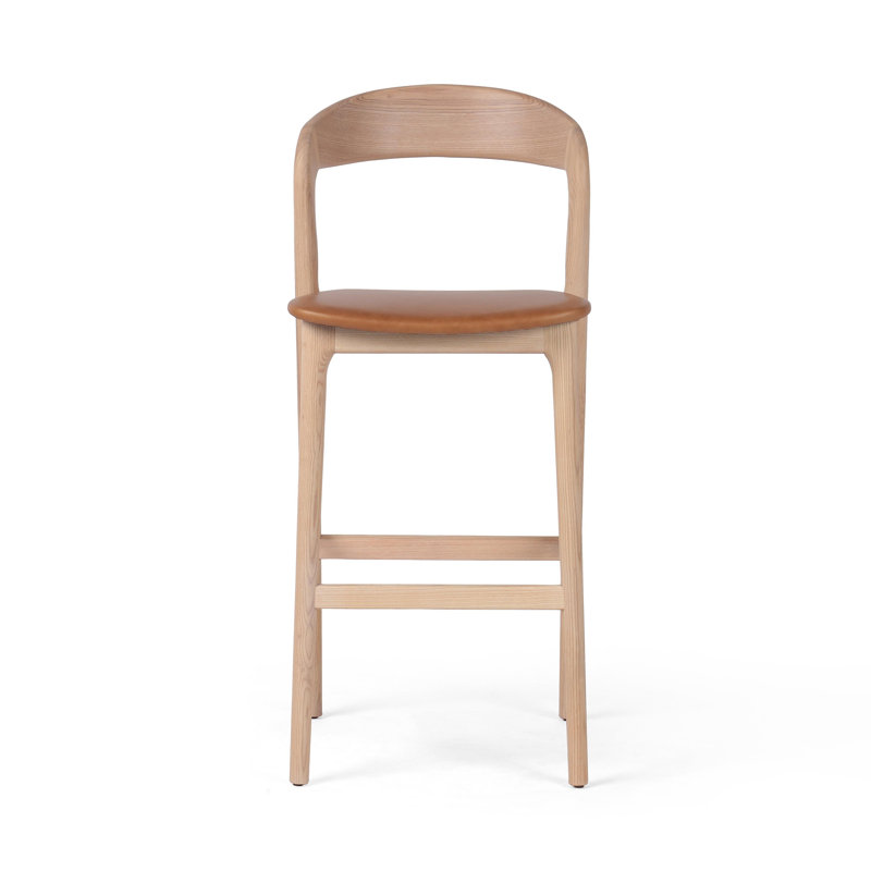 Amare Counter & Bar Stool, Butterscotch Genuine Leather/Natural, Bar Stool (30" Seat Height)