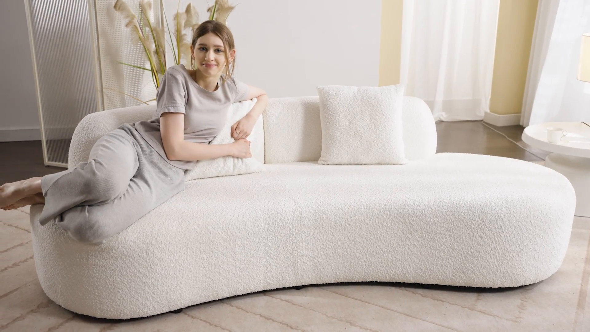 Wrought Studio Castillon Modern Curved Upholstered Sofa with