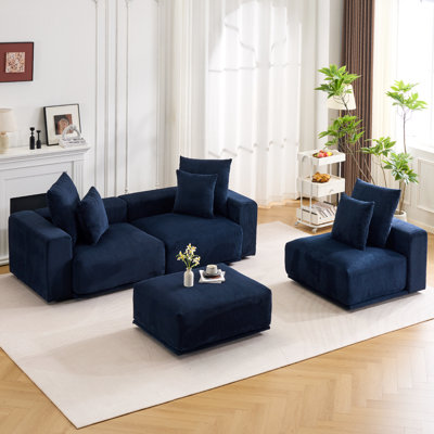 Canapé modulaire moderne en velours côtelé, canapé modulaire à combinaison libre avec repose-pieds, canapé nuage doux pour petits et grands salons