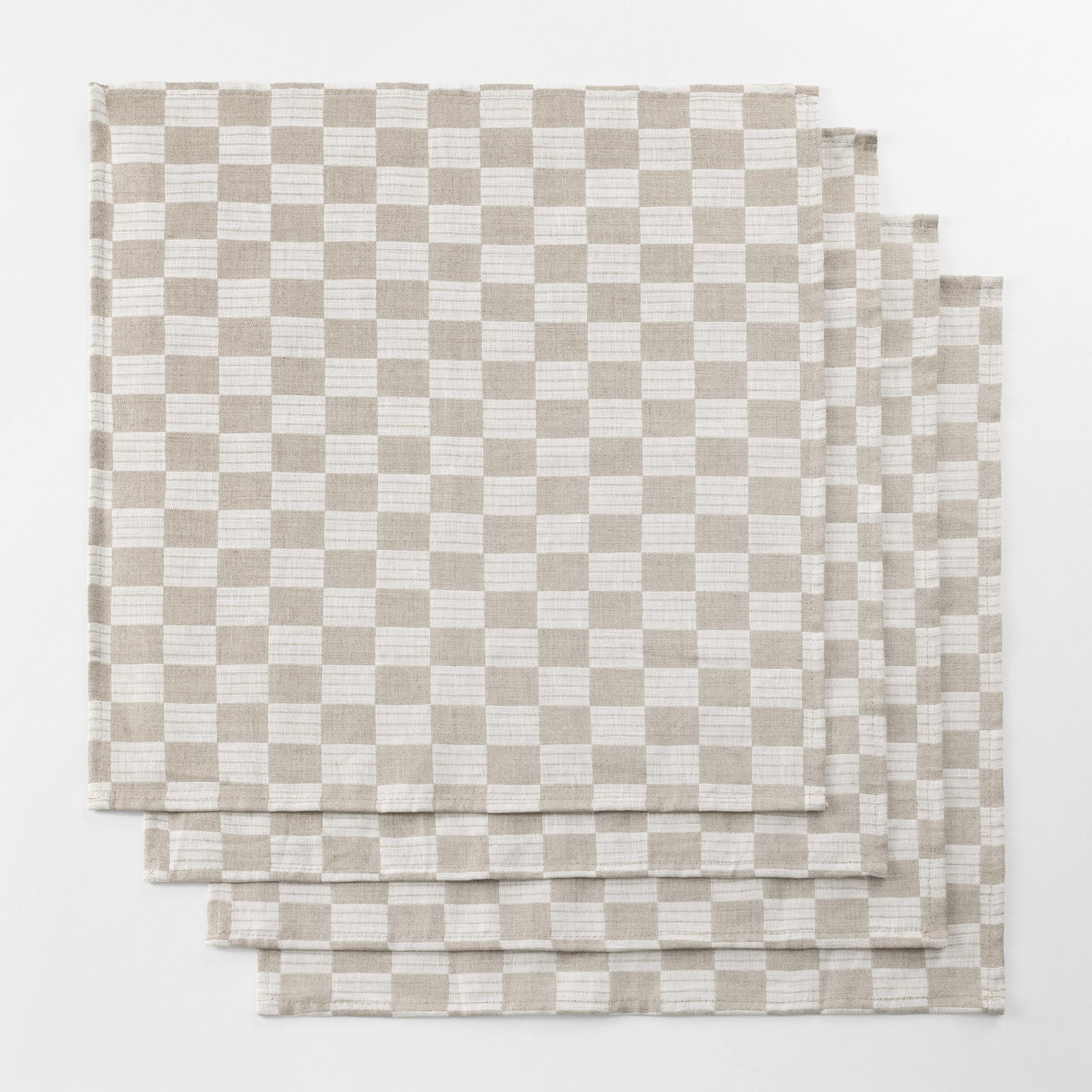 100% Linen Checkered Napkin, Khaki
