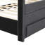 Lit plateforme tapissier simple avec lit gigogne et 3 tiroirs, tissu en lin