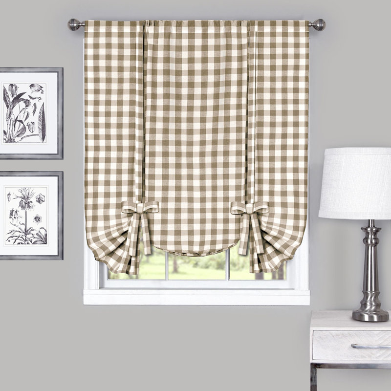 Tejeda Plaid Tie-Up Window Valance, Taupe