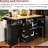55.7" Large Kitchen Island With 2 Drop Leaf, Rolling Cart, Power Supply, Folding Storage Table, 3 Drawers, Black Ornament Box Cart Feature, Outlet, Appearance