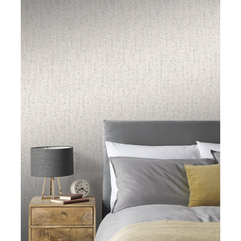 Elwine 1.005cm x 53cm Metallic Finish Wallpaper Roll, Neutral