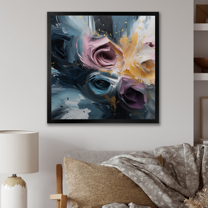 «Pink Rose Symphony II», reproduction d'art sur toile, Cadre photo noir, H 24 po x l 24 po x P 1 po