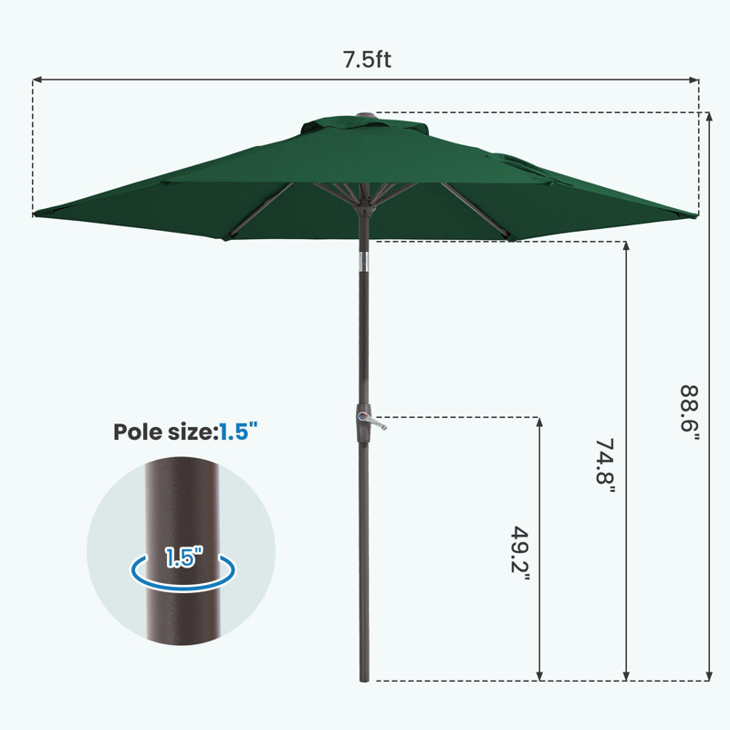 Parasol de marché inclinable 90 'Amaral, Vert foncé