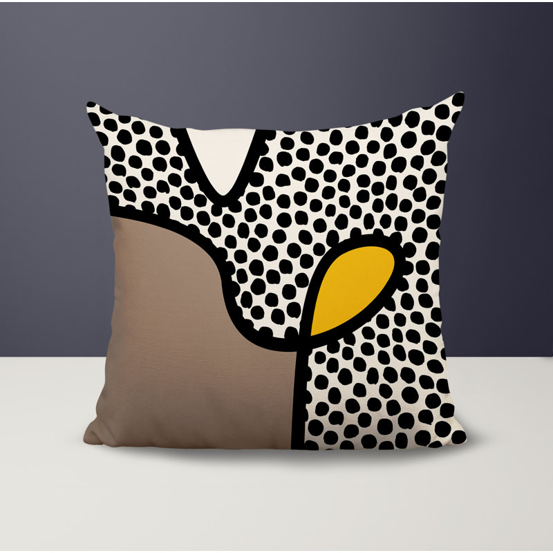 Oreiller carré réversible intérieur / extérieur Vie Abstract, H 19 po x l 19 po, Jaune