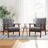 66cm wide Mid-Century Accent Chair With Wooden Armrests & Tufted Upholstered Seat (Set of 2)