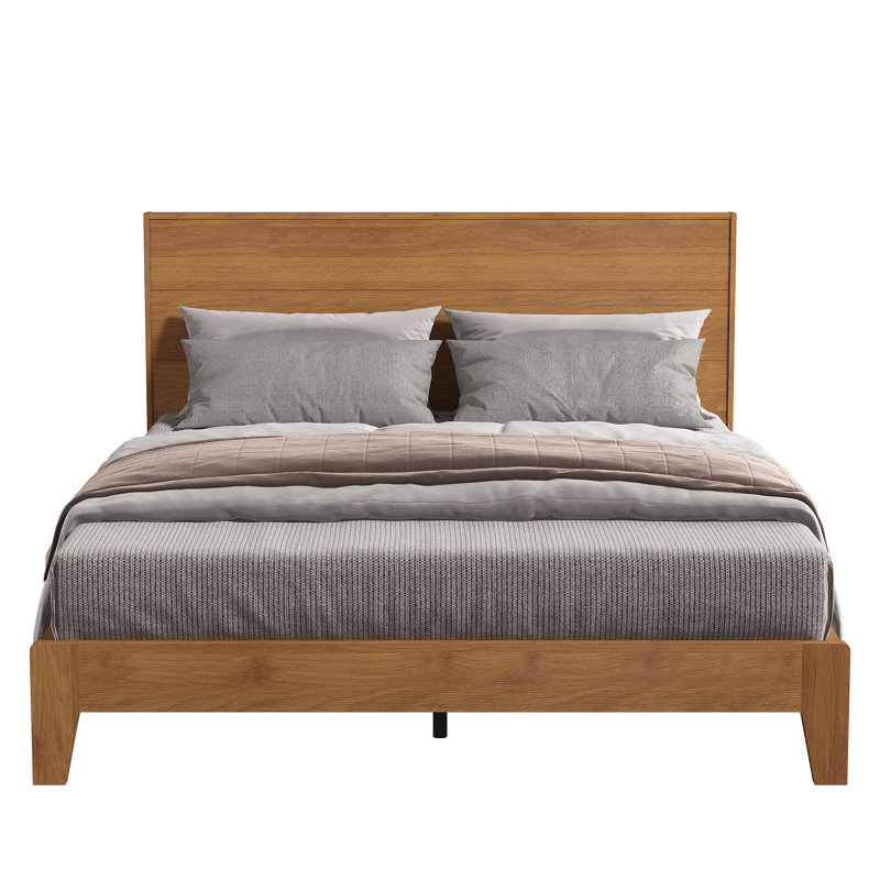 Allyannah Levison Platform Bed With Headboard, Queen, Amber Walnut