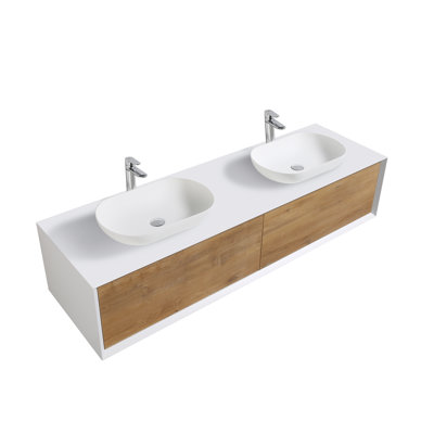 Albain 72' inch Double Floating Bathroom Vanity with Manufactured Wood Sink