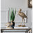 10X15.9X3.7" Standing Crane Figurine, Gold Finish