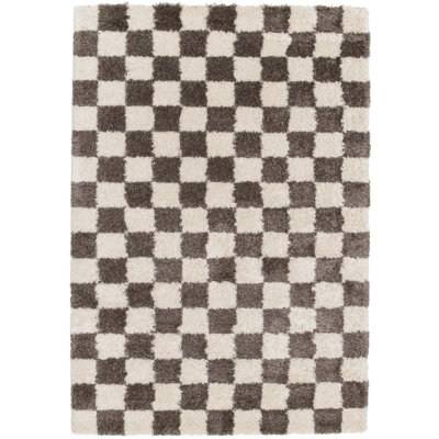 Rectangle Chequered Shaggy Area Rug