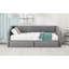 Lit de jour convertible rembourré, multi-pièces, gris froid, lit simple TG à lit double extensible avec tiroirs de rangement intégrés