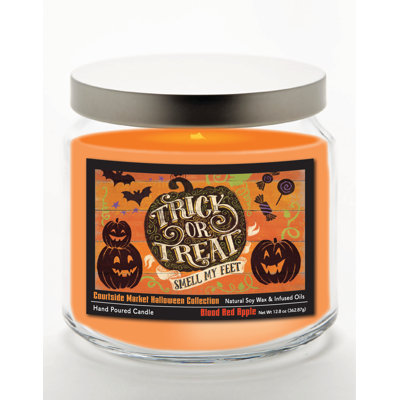Bougie Fright Night V en pot en verre de 400 g avec couvercle en métal argenté brossé