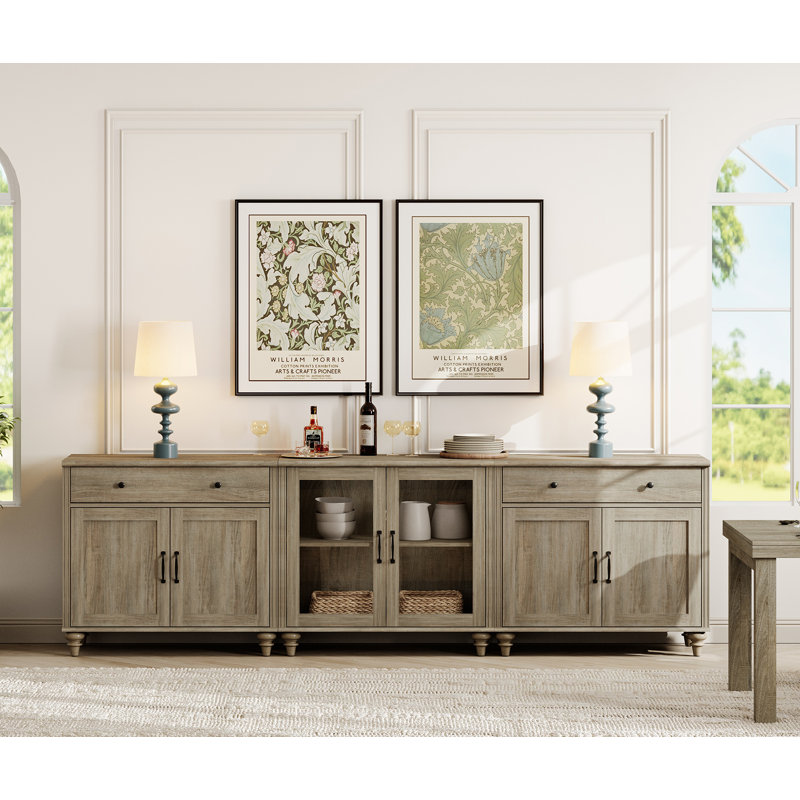 Scarlett 101.5" W Solid and Manufactured Wood Sideboard, Wash Gray