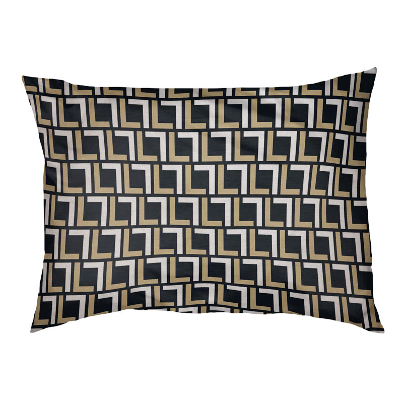 Coussin pour chien Bonheur, Extra large  (40'' W x 50'' D x 6'' H), Noir / or vieilli / blanc
