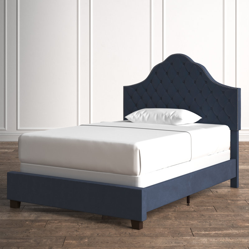 Arlana Upholstered Standard Bed, Queen, Navy