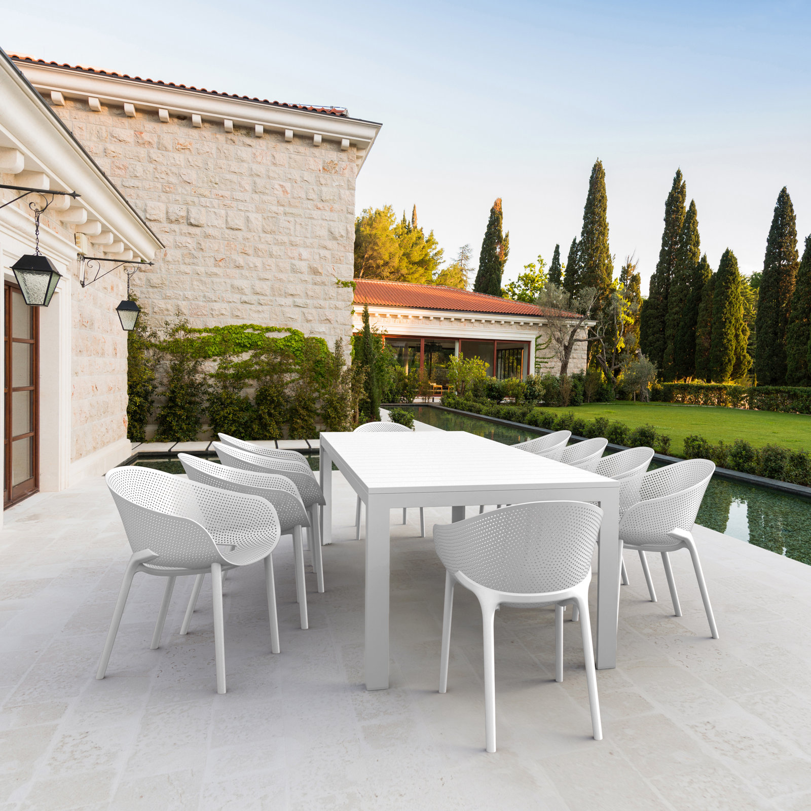 Farrah Stackable Patio Armchair, White