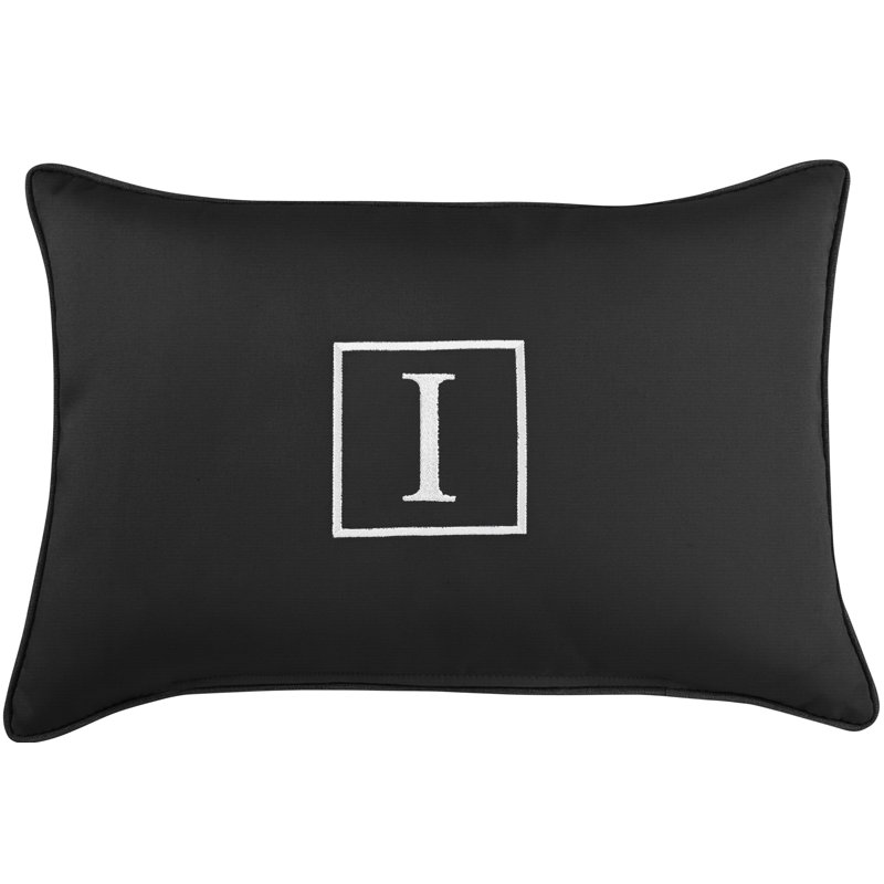 Housse et insert de coussin d'extérieur rectangulaire Kerrell, Noir, I
