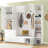American Style 4-in-1 Hall Tree with Padded Bench, 4 Hooks, and Adjustable Storage Shelves-129025632
