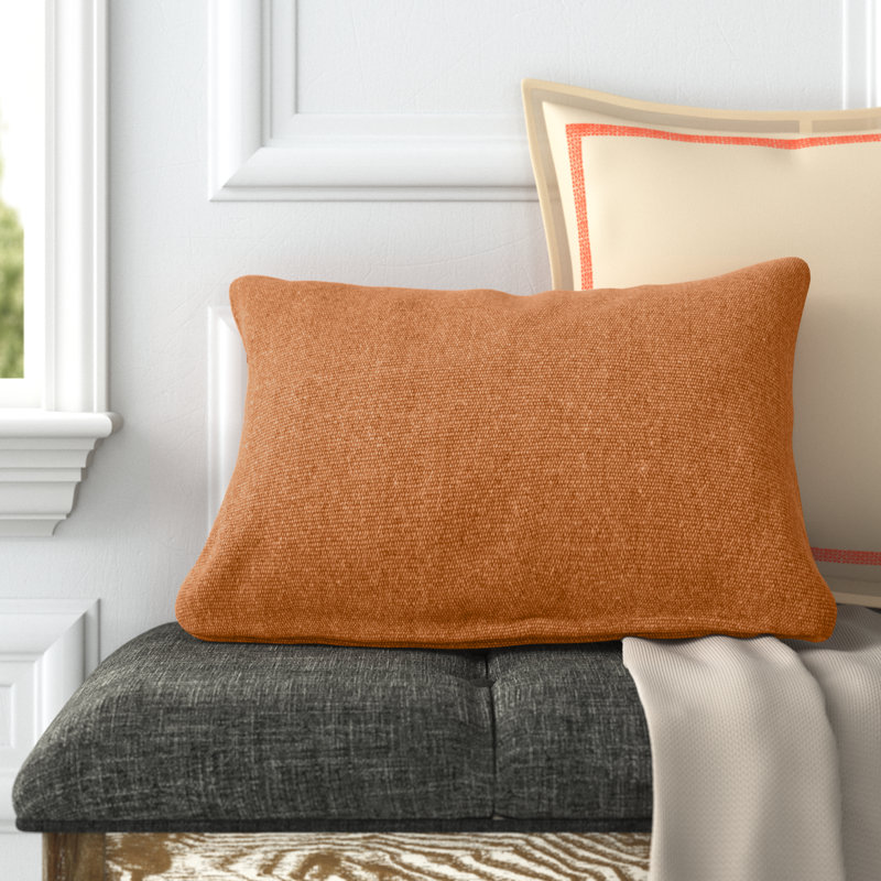 Almerton Cotton Reversible Throw Pillow, Rust, Synthetic Down Alternative