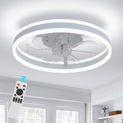 Ventilateur de plafond avec lumières et télécommande, ventilateur de plafond à profil bas de 19 po Fandelier, ventilateur de plafond à DEL encastré moderne à intensité variable 3000K-6000K pour chambre à coucher