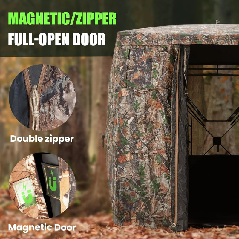 Store de chasse pour 3 à 4 personnes avec porte magnétique pleine ouverture 71 po x L 71 po x H 80 po avec sac de rangement