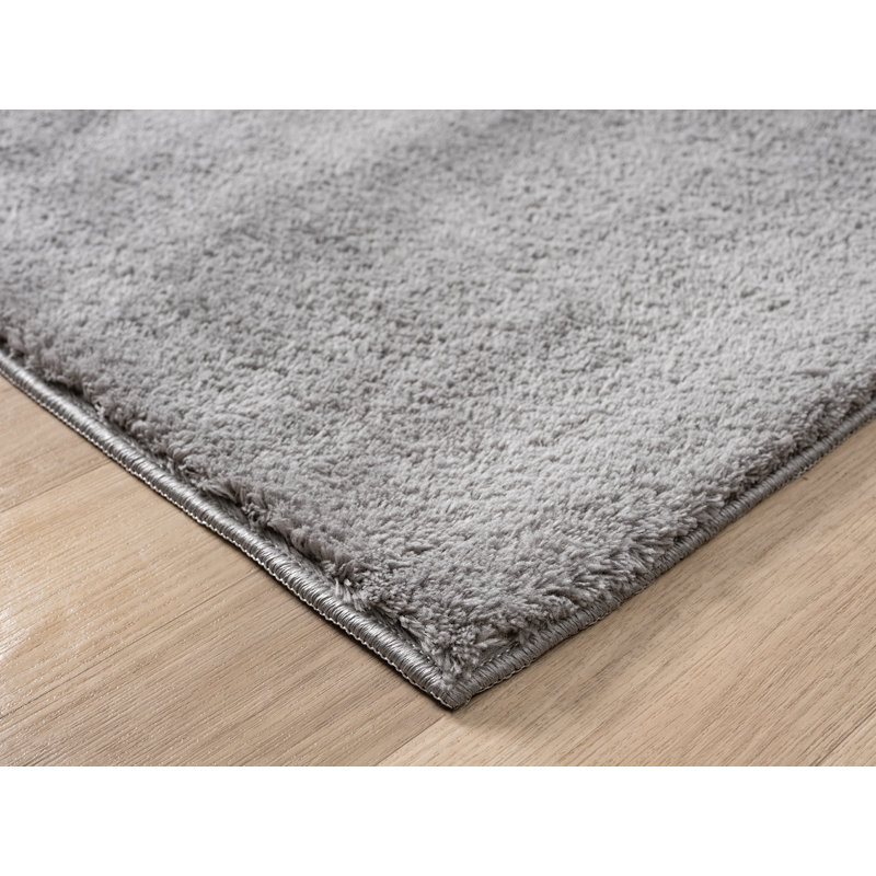Taeler Washable Modern Living Room Rug Polyester Plain Indoor Area Rug with Low Pile - Anti-Slip Felt Backing SuperSoft Carpet Bedroom-Hallway, Dark Grey