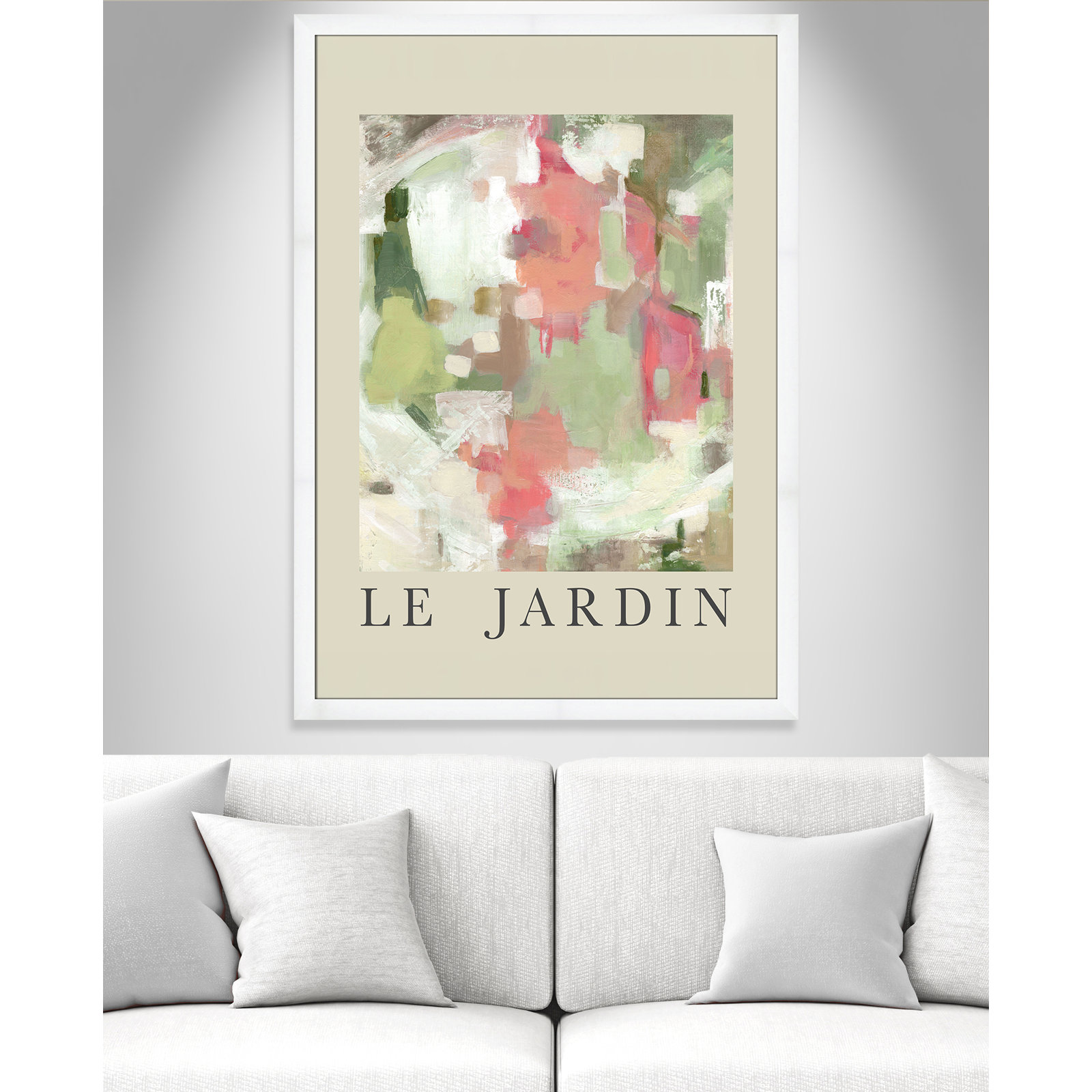 Riya "Le Jardin" Print by Carol Robinson, White Single Picture Frame, No, 49" H x 35" W x 1.25" D