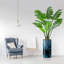 Arbre artificiel signleader avec vase effet lézard bleu et blanc délavé, faux arbre à plantes Monstera pour le salon, la chambre à coucher, le bureau - 4,67 pieds (56 po)-170543816