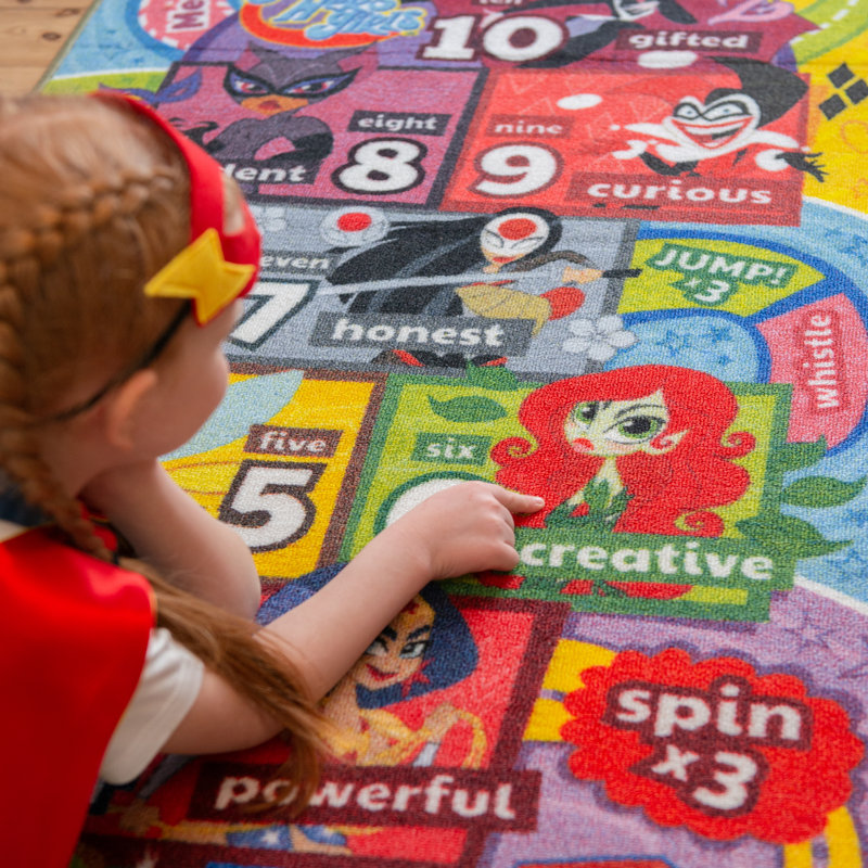 DC Super Hero Girls Educational Hopscotch Rug, 2' 7" x 6' 0"