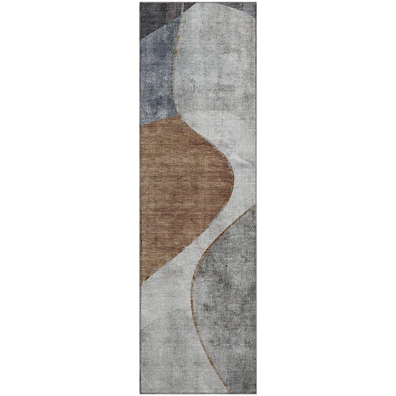 Tapis gris Cerrito lavable à la machine de qualité supérieure, Tapis de couloir 2 pi 3 po x 7 pi 6 po
