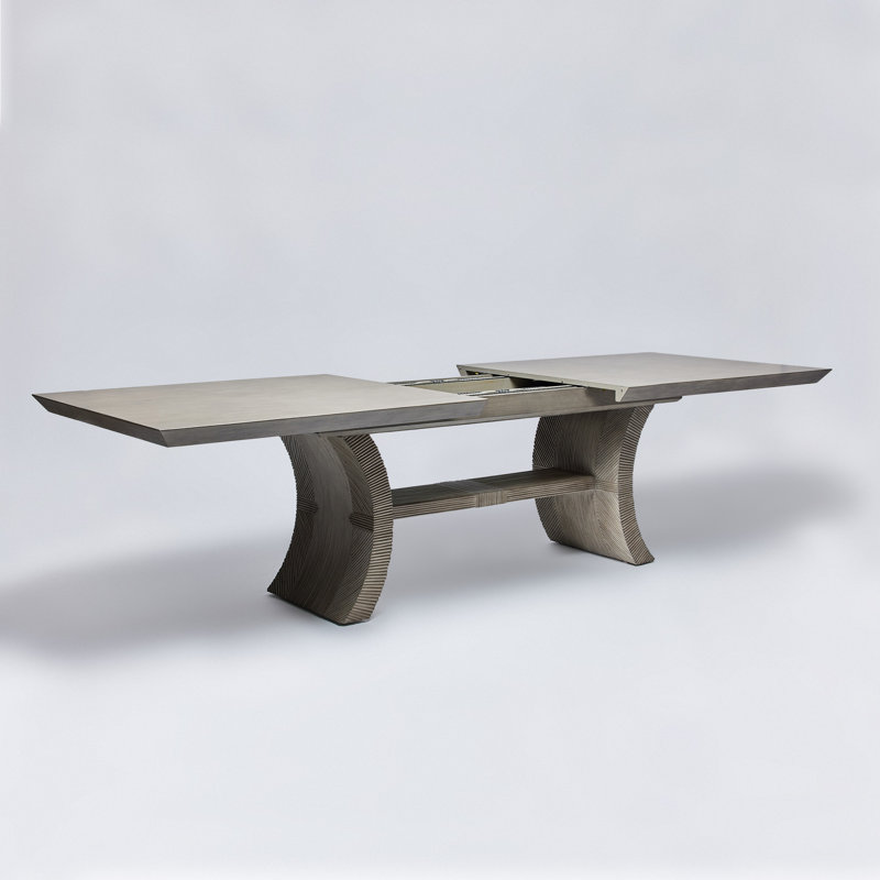 Deerfield Solid Oak Dining Table, Washed Gray