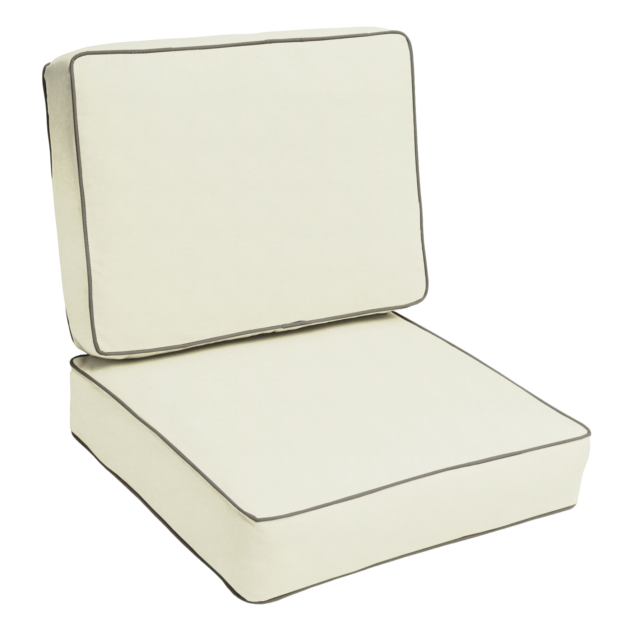 Sunbrella Indoor/Outdoor Chair Cushion, Ivory/Gray, 5", 23.5" x 23"