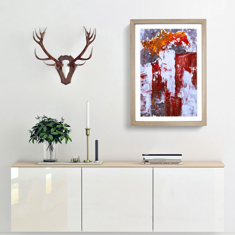 Abstract Art Painting Vol.45 by S.Johnson - Framed Print, 87cm H x 62cm W x 2cm D, Oak Framed
