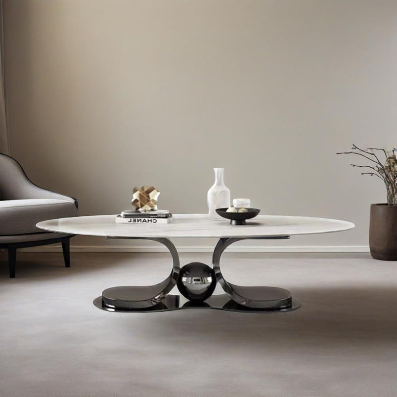 Table basse de luxe de style italien, H 14,96 po x L 23,62 po x l 47,24 po, Noir