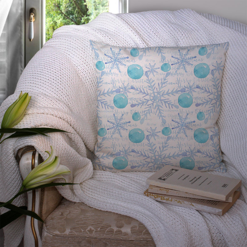 Coussin extérieur en flocons d’hiver, 14 po x 14 po