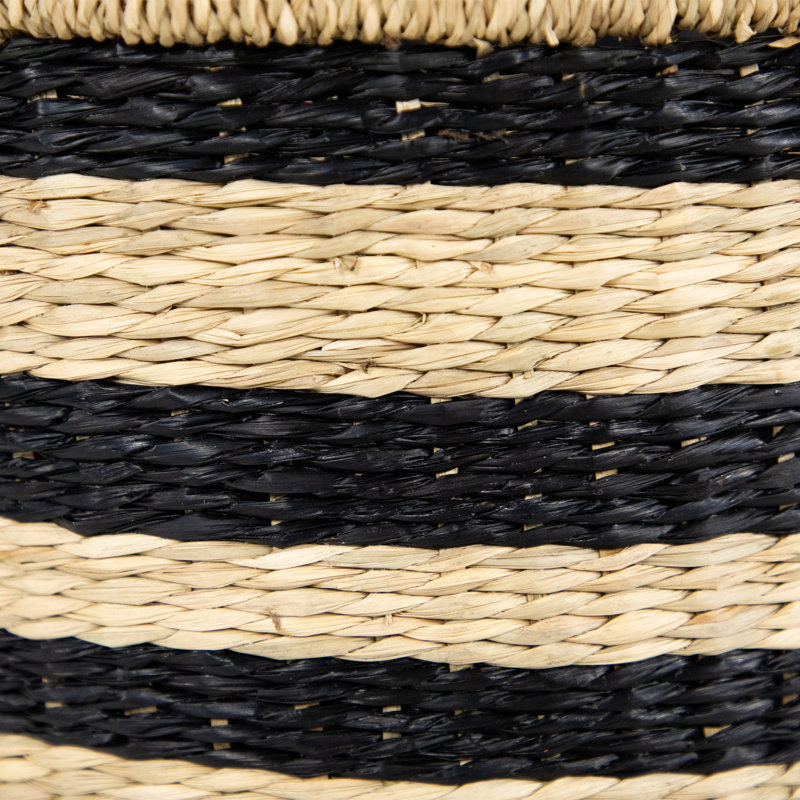 Ensemble de 3 paniers de rangement rayés tissés kaki et noir avec poignées 15,25 po