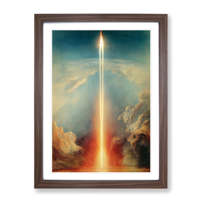 XV1022-577X An Awesome Spaceship Rocket 1 Piece Single Picture Frame Wall Art, 64cm H x 46cm W x 2cm D, Walnut