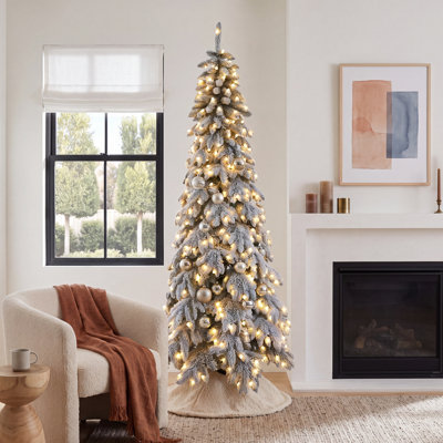 Frosted 7.6' Pre-Lit Pine Christmas Tree