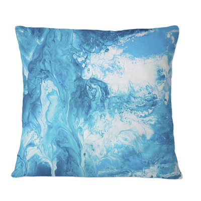 Liquid Art In Light Blue And Turquoise - Modern Printed Throw Pillow