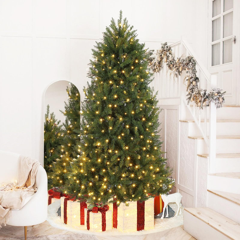 Arbre de Noël artificiel pré-éclairé avec lumières blanc chaud