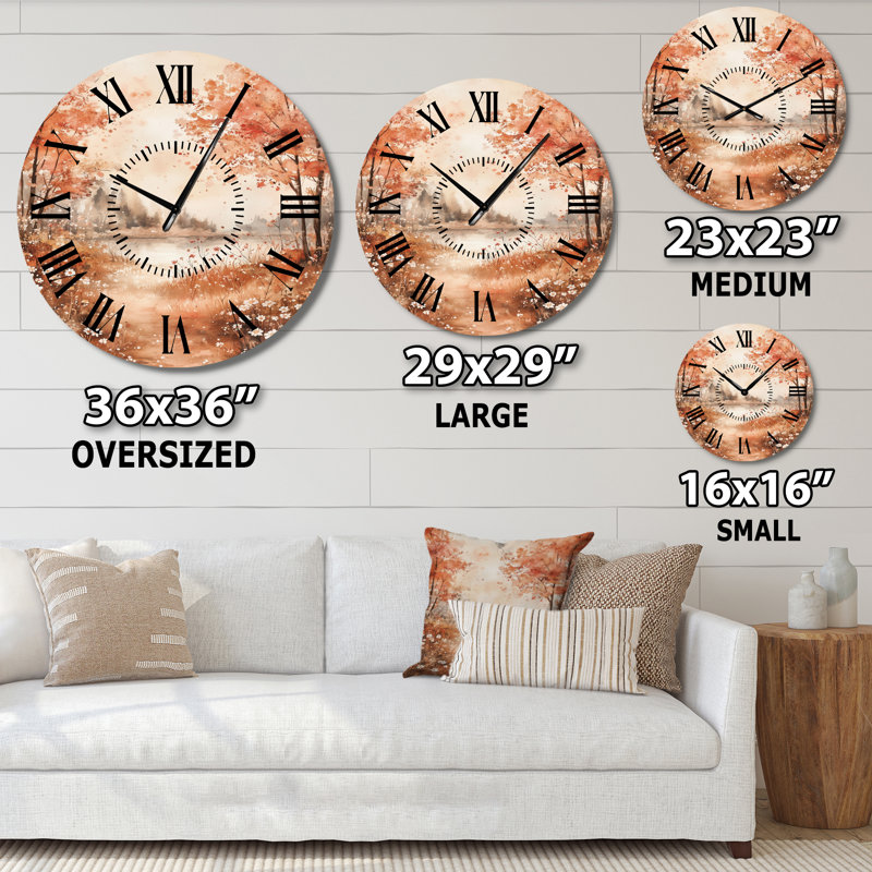 Horloge murale botanique rouge et blanche, Grand