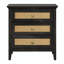 Table de chevet 29,5 pouces de large avec 3 tiroirs, table de bout haute en rotin pour la chambre à coucher, brun café