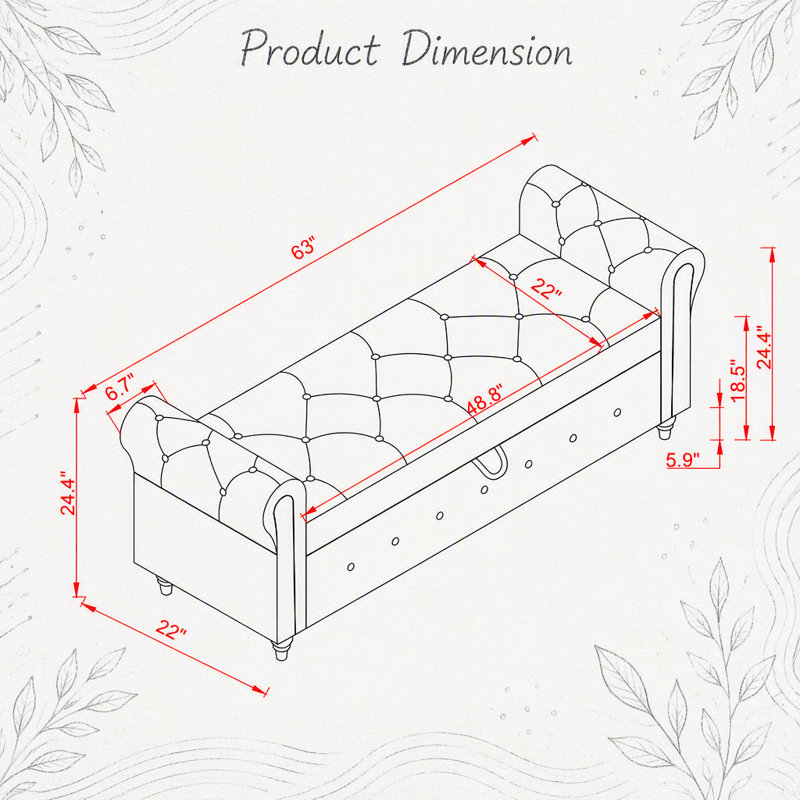 Banc de lit en tissu bleu marine